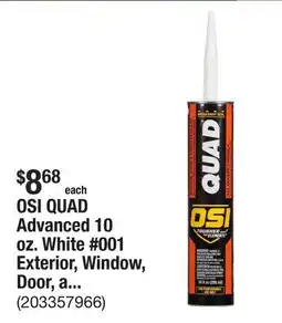 The Home Depot OSI QUAD Advanced 10 oz. White #001 Exterior, Window, Door, and Siding Caulk Sealant offer