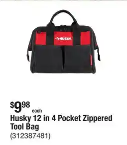 The Home Depot Husky 12 in 4 Pocket Zippered Tool Bag offer
