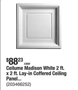 The Home Depot Ceilume Madison White 2 ft. x 2 ft. Lay-in Coffered Ceiling Panel (Case of 6) offer