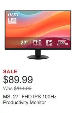 Costco MSI 27 FHD IPS 100Hz Productivity Monitor offer