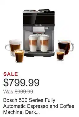Costco Bosch 500 Series Fully Automatic Espresso and Coffee Machine, Dark Silver offer