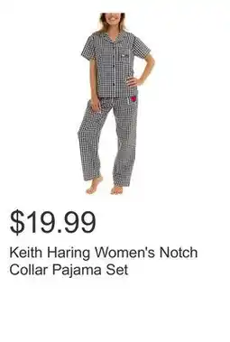 Costco Keith Haring Women's Notch Collar Pajama Set offer