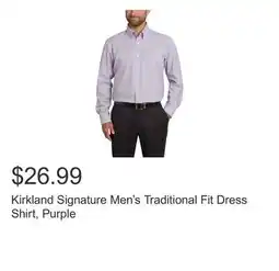 Costco Kirkland Signature Men's Traditional Fit Dress Shirt, Purple offer