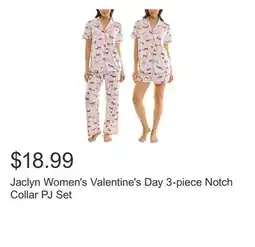 Costco Jaclyn Women's Valentine's Day 3-piece Notch Collar PJ Set offer