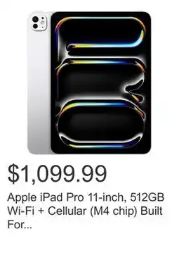 Costco Apple iPad Pro 11-inch, 512GB Wi-Fi + Cellular (M4 chip) Built For Apple Intelligence offer