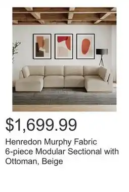 Costco Henredon Murphy Fabric 6-piece Modular Sectional with Ottoman, Beige offer