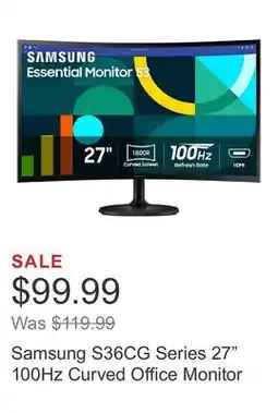 Costco Samsung S36CG Series 27 100Hz Curved Office Monitor offer