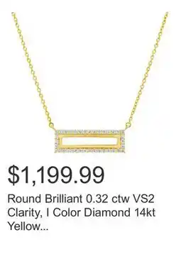 Costco Round Brilliant 0.32 ctw VS2 Clarity, I Color Diamond 14kt Yellow Gold Necklace offer