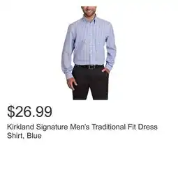 Costco Kirkland Signature Men's Traditional Fit Dress Shirt, Blue offer