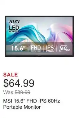 Costco MSI 15.6 FHD IPS 60Hz Portable Monitor offer