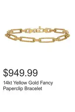 Costco 14kt Yellow Gold Fancy Paperclip Bracelet offer