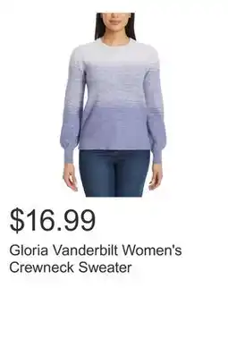 Costco Gloria Vanderbilt Women's Crewneck Sweater offer