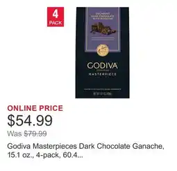 Costco Godiva Masterpieces Dark Chocolate Ganache, 15.1 oz., 4-pack, 60.4 oz. Total offer