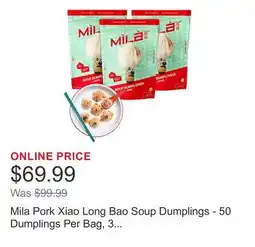 Costco Mila Pork Xiao Long Bao Soup Dumplings - 50 Dumplings Per Bag, 3 Bags Total offer