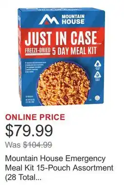 Costco Mountain House Emergency Meal Kit 15-Pouch Assortment (28 Total Servings) offer