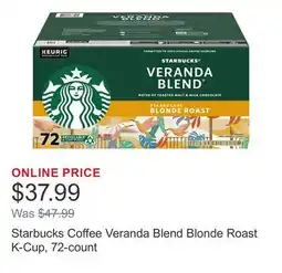 Costco Starbucks Coffee Veranda Blend Blonde Roast K-Cup, 72-count offer
