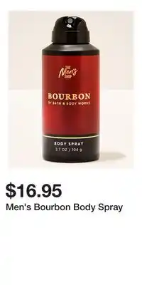 Bath & Body Works Men's Bourbon Body Spray offer