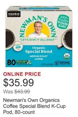 Costco Newman's Own Organics Coffee Special Blend K-Cup Pod, 80-count offer