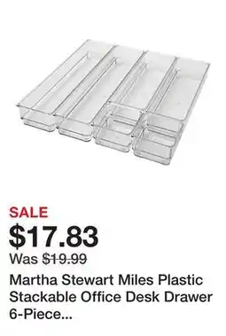Office Depot Martha Stewart Miles Plastic Stackable Office Desk Drawer 6-Piece Organizer Set, Clear offer