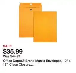 Office Depot Office Depot Brand Manila Envelopes, 10 x 13, Clasp Closure, Brown Kraft, Box Of 100 offer