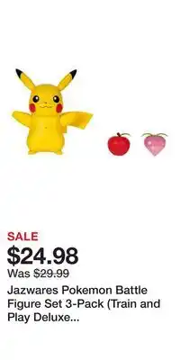 Game Stop Jazwares Pokemon Battle Figure Set 3-Pack (Train and Play Deluxe Pikachu) offer