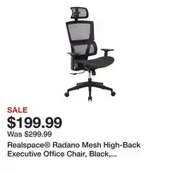 Office Depot Realspace Radano Mesh High-Back Executive Office Chair, Black, BIFMA Compliant offer