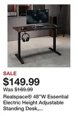 Office Depot Realspace 48W Essential Electric Height Adjustable Standing Desk, Black offer