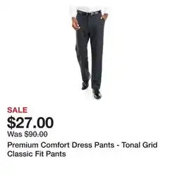 Belk Premium Comfort Dress Pants - Tonal Grid Classic Fit Pants offer