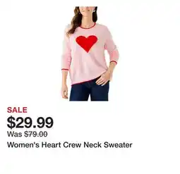 Belk Women's Heart Crew Neck Sweater offer