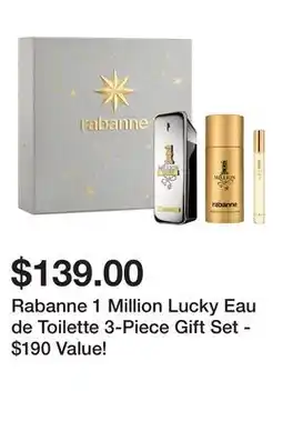 Belk Rabanne 1 Million Lucky Eau de Toilette 3-Piece Gift Set - $190 Value! offer