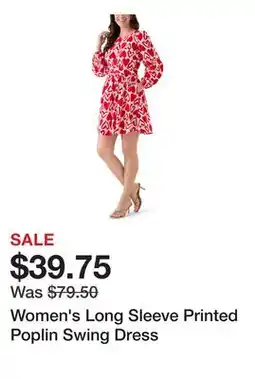 Belk Women's Long Sleeve Printed Poplin Swing Dress offer
