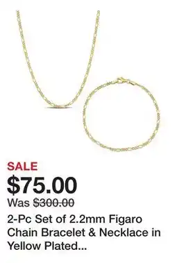 Belk 2-Pc Set of 2.2mm Figaro Chain Bracelet & Necklace in Yellow Plated Sterling Silver offer