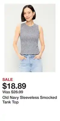 Old Navy Old Navy Sleeveless Smocked Tank Top offer