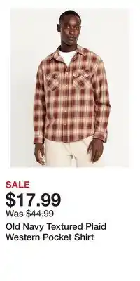 Old Navy Old Navy Textured Plaid Western Pocket Shirt offer