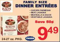 Market Basket Rao's family size dinner entrées offer