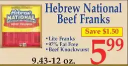 Market Basket Hebrew National Beef Franks offer