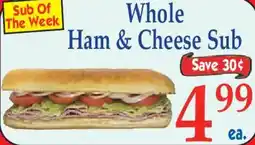 Market Basket Whole Ham & Cheese Sub offer
