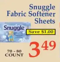 Market Basket Snuggle Fabric Softener Sheets offer