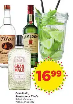 Food 4 Less Gran Malo, Jameson or Tito's offer
