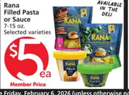 Vons Rana Filled Pasta or Sauce offer
