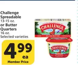 Vons Challenge Spreadable 13-15 oz. or Butter Quarters 16 oz offer