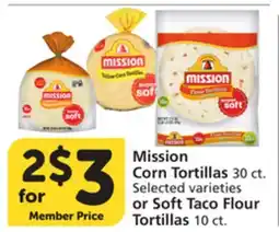 Vons Mission Corn Tortillas 30 ct. Selected varieties or Soft Taco Flour Tortillas 10 ct offer