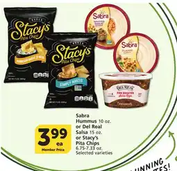 Vons Sabra Hummus 10 oz. or Del Real Salsa 15 oz. or Stacy's Pita Chips 6.75-7.33 oz offer