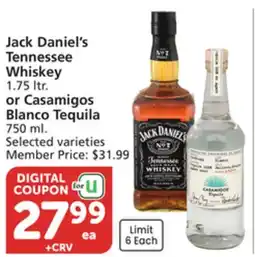 Vons Jack Daniel's Tennessee Whiskey 1.75 ltr. or Casamigos Blanco Tequila 750 ml offer