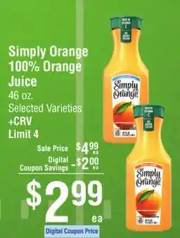 Smart & Final Simply Orange 100% Orange Juice offer