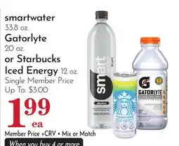 Pavilions smartwater 33.8 oz. Gatorlyte 20 oz. or Starbucks Iced Energy 12 oz offer