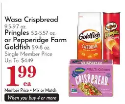 Pavilions Wasa Crispbread 9.5-9.7 oz. Pringles 5.2-5.57 oz. or Pepperidge Farm Goldfish 5.9-8 oz offer