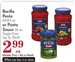 Pavilions Barilla Pesto 6.2-6.5 oz. or Pasta Sauce 24 oz offer