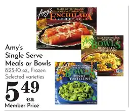 Pavilions Amy's Single Serve Meals or Bowls offer