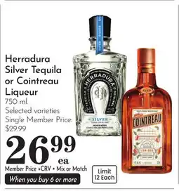 Pavilions Herradura Silver Tequila or Cointreau Liqueur offer